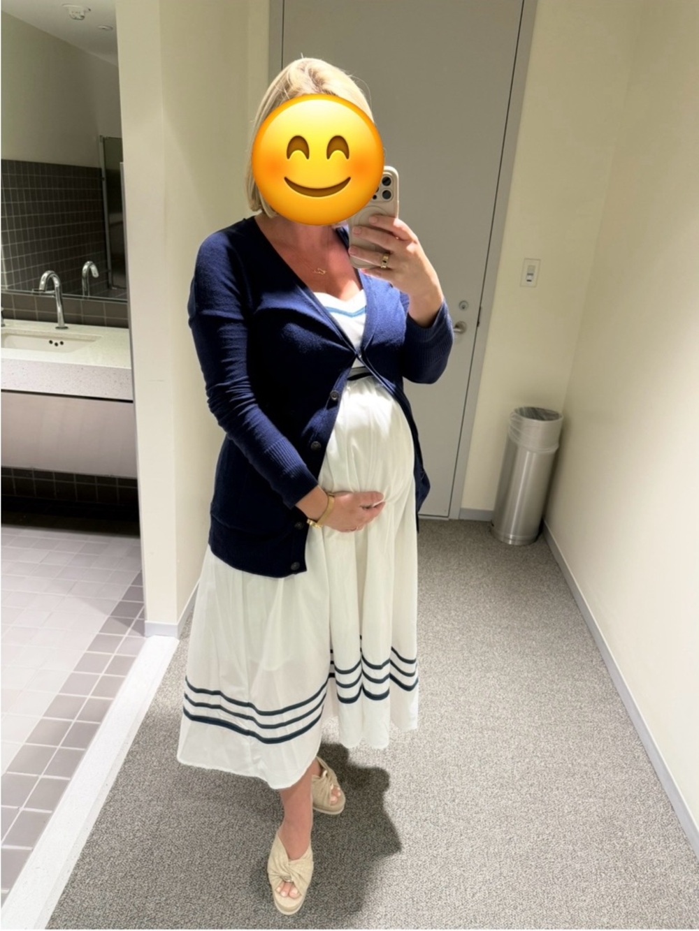 White & Navy Striped Spaghetti-Strap Women’s Dress
